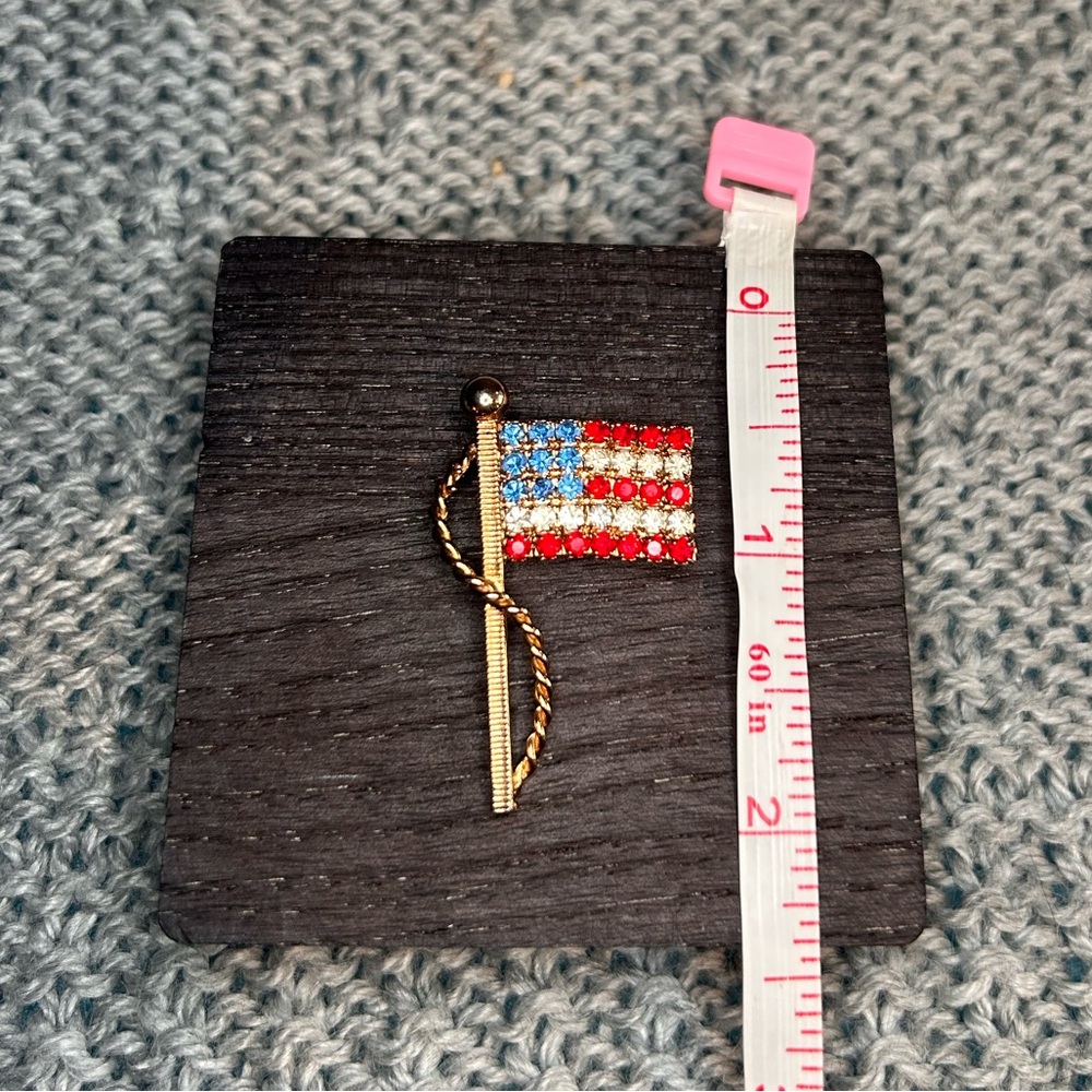 3/$10 American Flag Brooch with Rhinestones - Picture 2 of 3